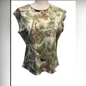 Y2K Jaipur Womens Top Size L Animal Print Leopard Shimmer  Sleeveless Top Blouse